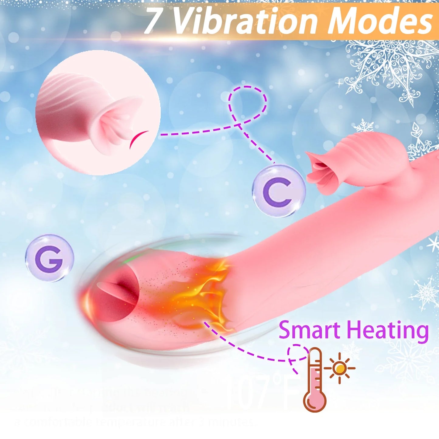 Thrusting Rabbit Vibrator for Women Pleasure Female Sex Toys with 7 Vibration & Tongue Licking & Thrusting & Rotating & Heating Mode, 5 in 1 Waterproof Adult Toy Silicone Stimulator for Couples